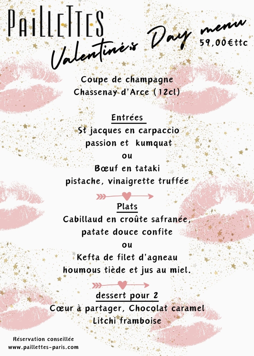 Valentine's day menu
